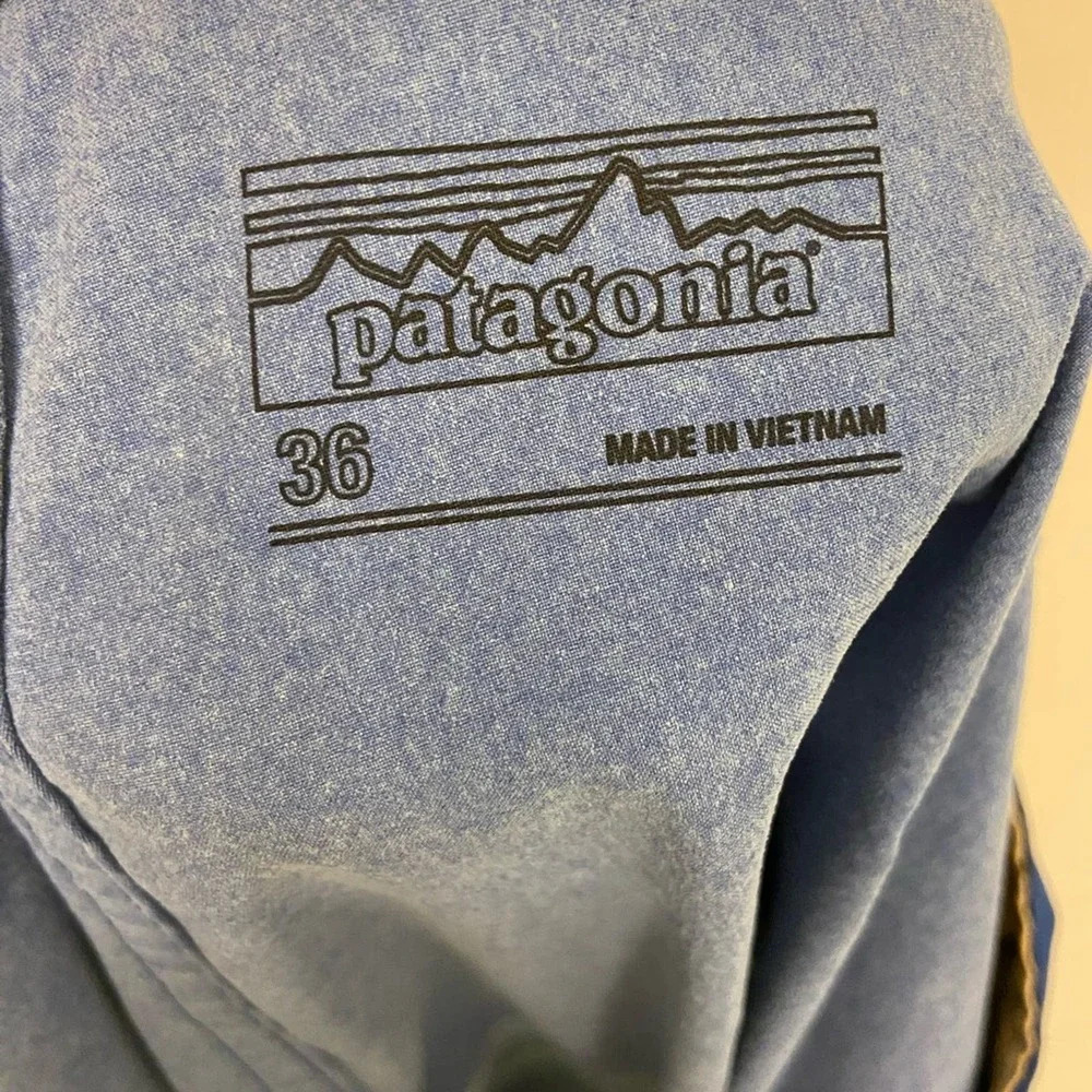 Patagonia Stretch Wavefarer Boardshort Stripe Row Band Big Sky Blue Size 36 - Picture 6 of 7